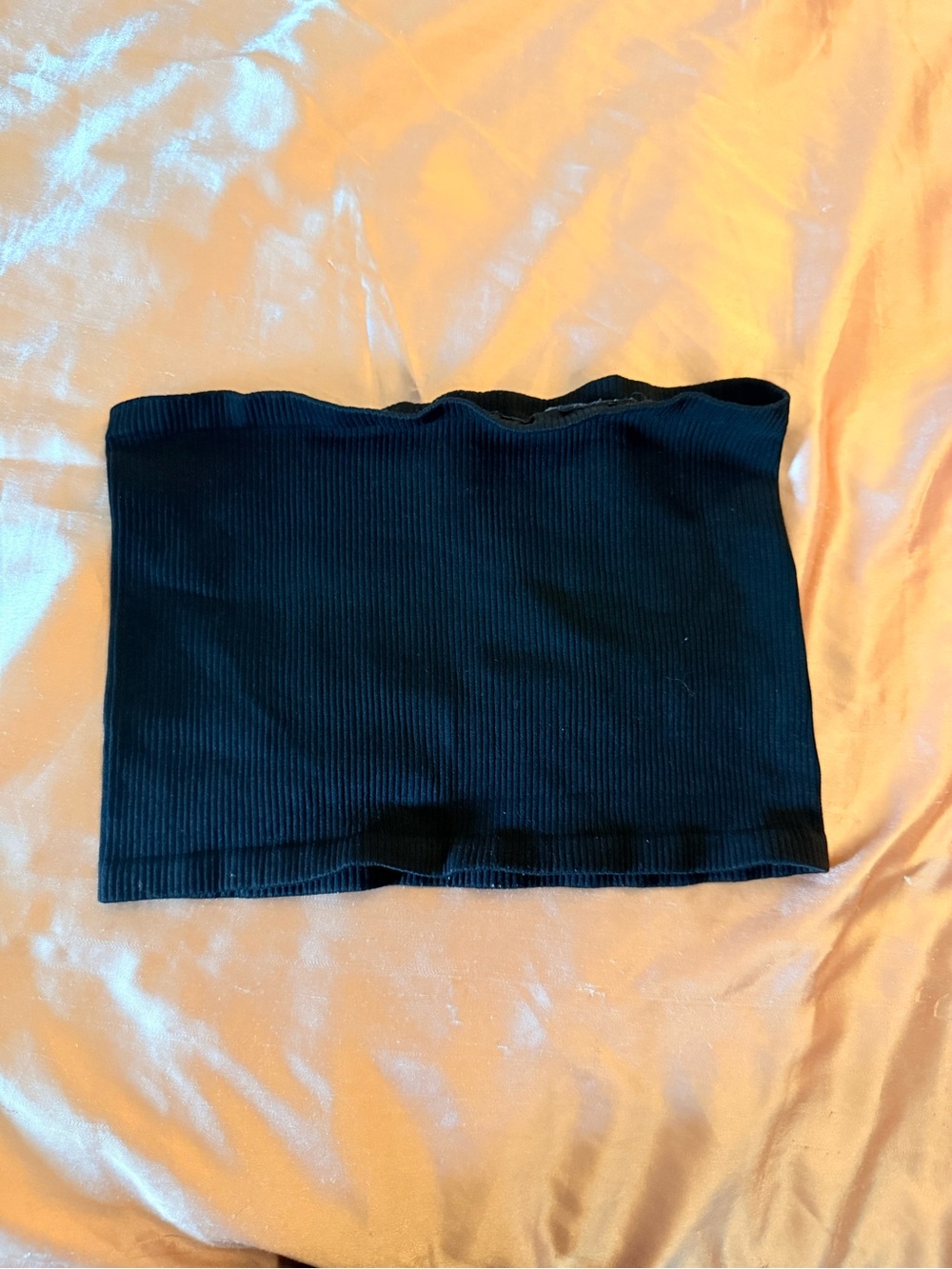 Free People Black Ribbed Strapless Crop Top